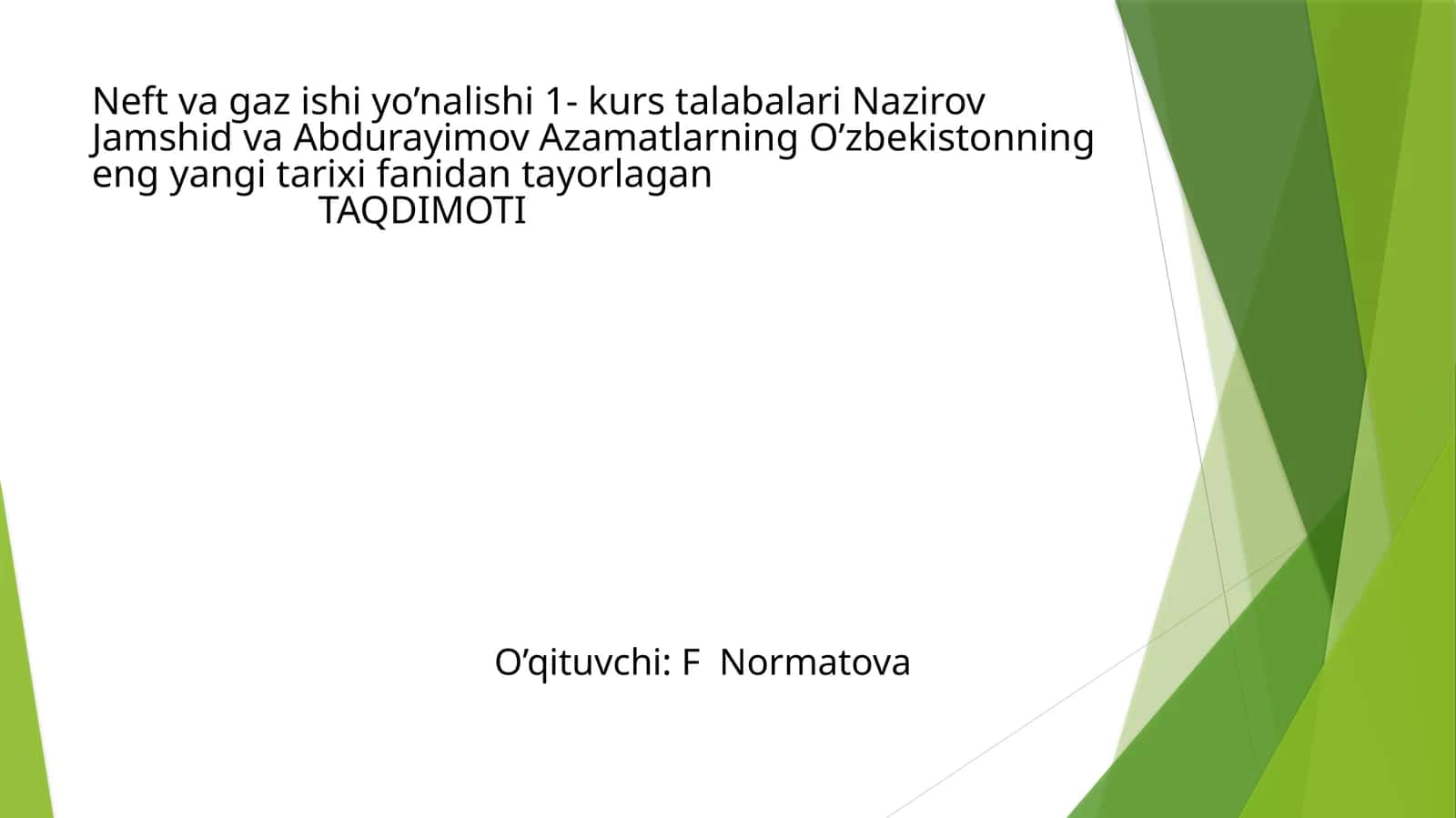 O'zbekistonning eng yangi tarixi fani