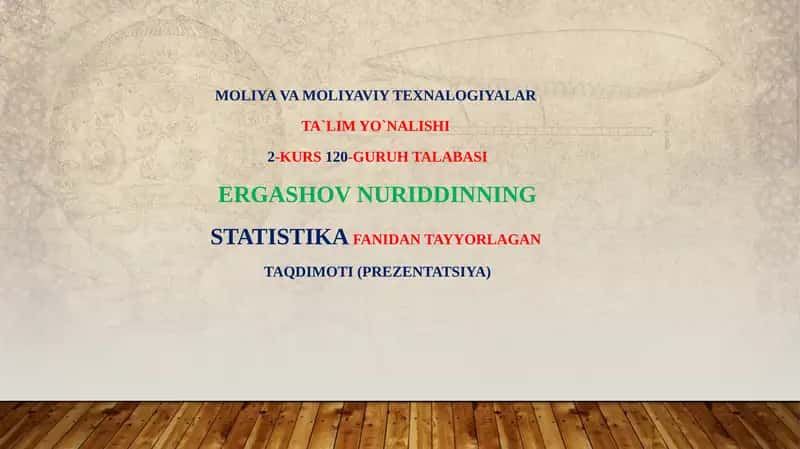 Moliya bozori statistikasi