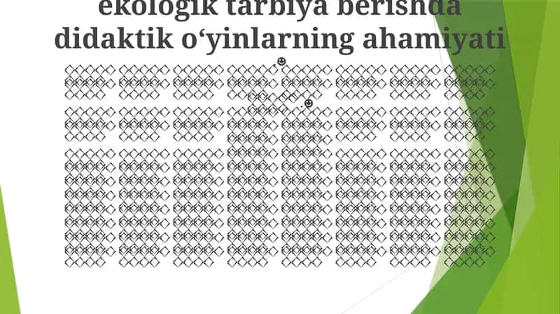 Ekologik ta'lim uchun o'yin misollari
