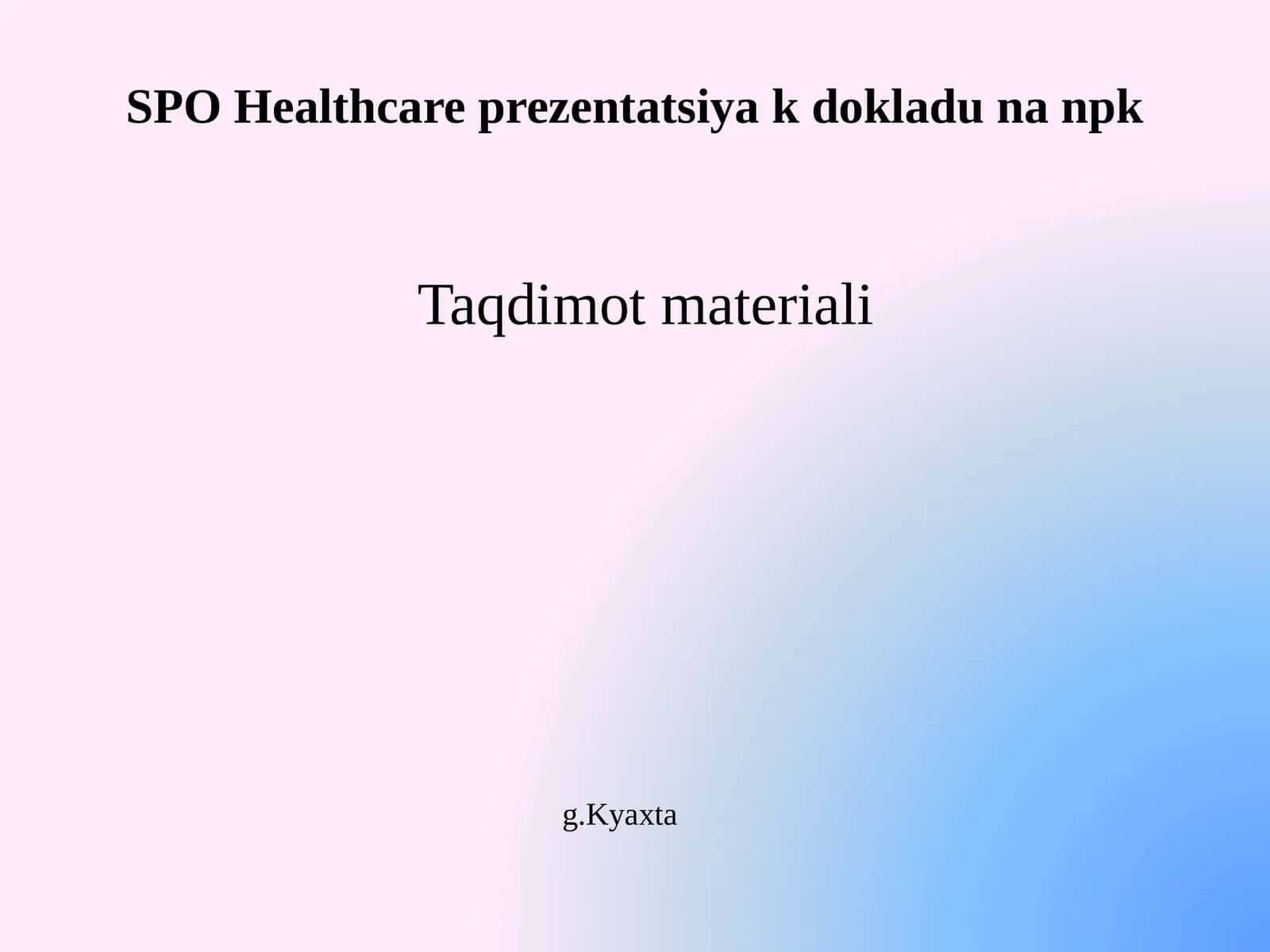 Ilmiy-amaliy konferensiya tibbiyot ma'ruzasi