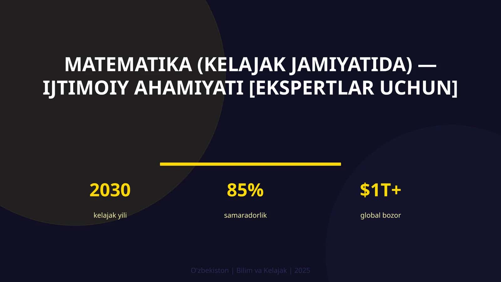 MATEMATIKA (KELAJAK JAMIYATIDA) — IJTIMOIY AHAMIYATI [EKSPERTLAR UCHUN]