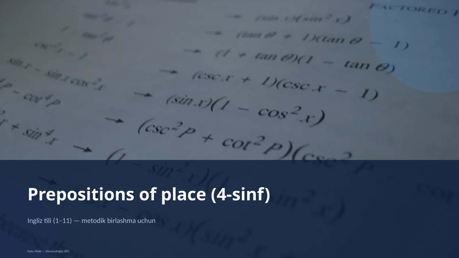 Prepositions of place (4-sinf)