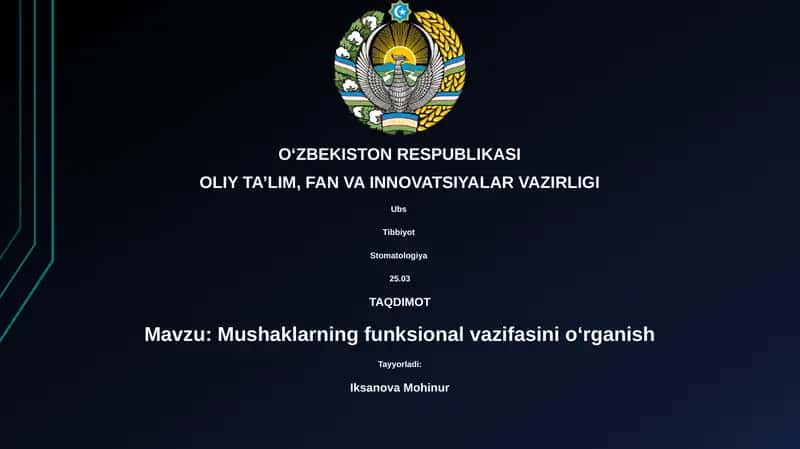 Mushaklarning funksional vazifasini o‘rganish