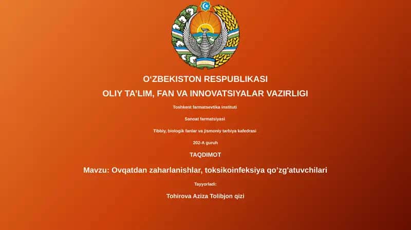 Oziq-ovqatdan zaharlanishlar, toksikoinfeksiya qo’zg'atuvchilari