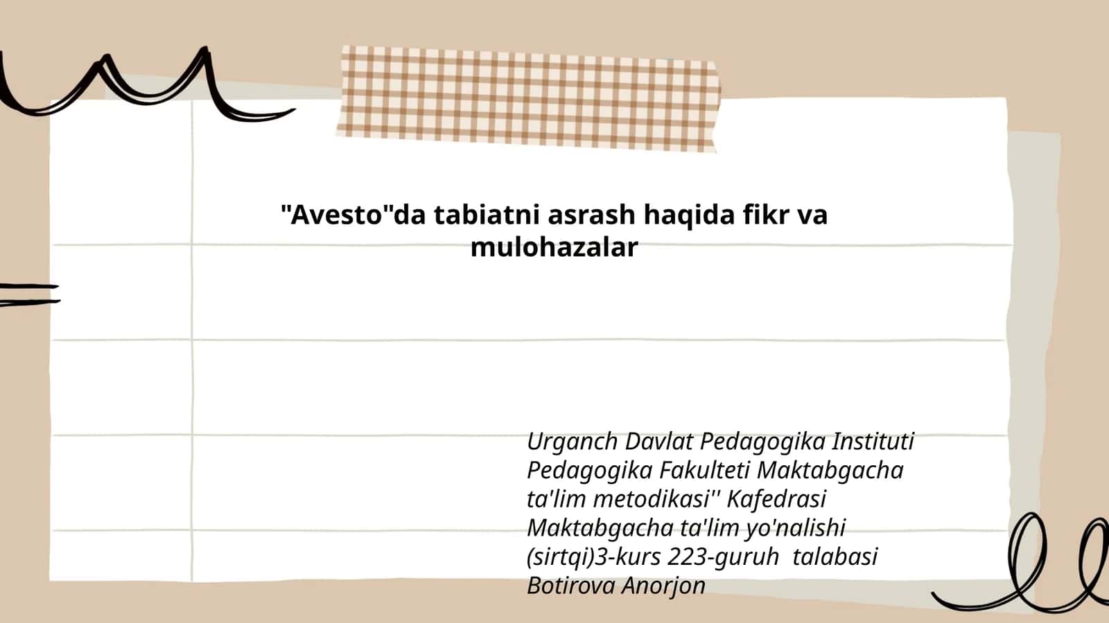 "Avesto"da tabiatni asrash haqida fikr va mulohazalar