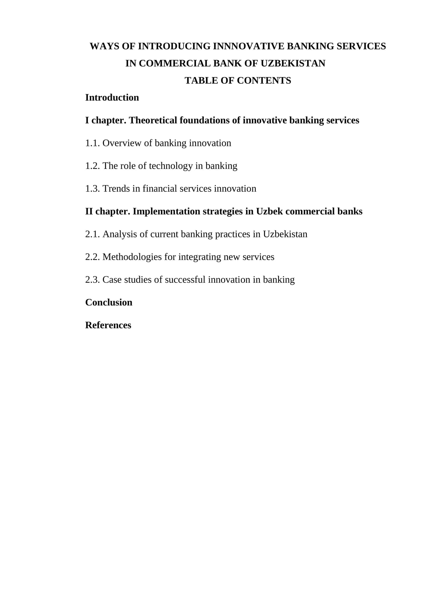 WAYS OF INTRODUCING INNNOVATIVE BANKING SERVICES IN COMMERCIAL BANK OF UZBEKISTAN