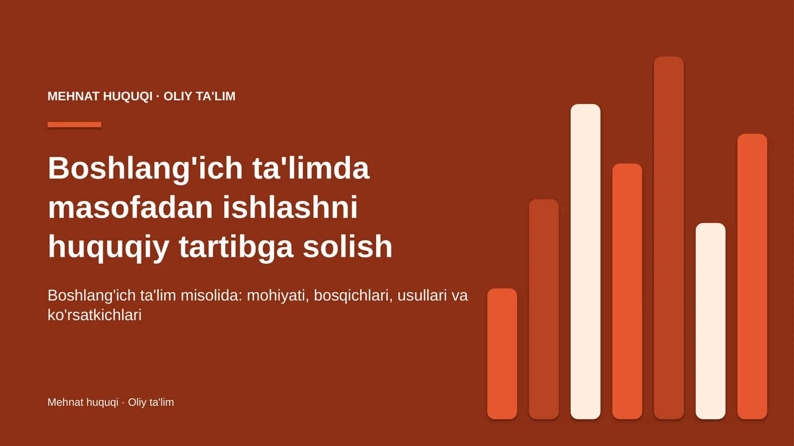 Boshlang'ich ta'limda masofadan ishlashni huquqiy tartibga solish