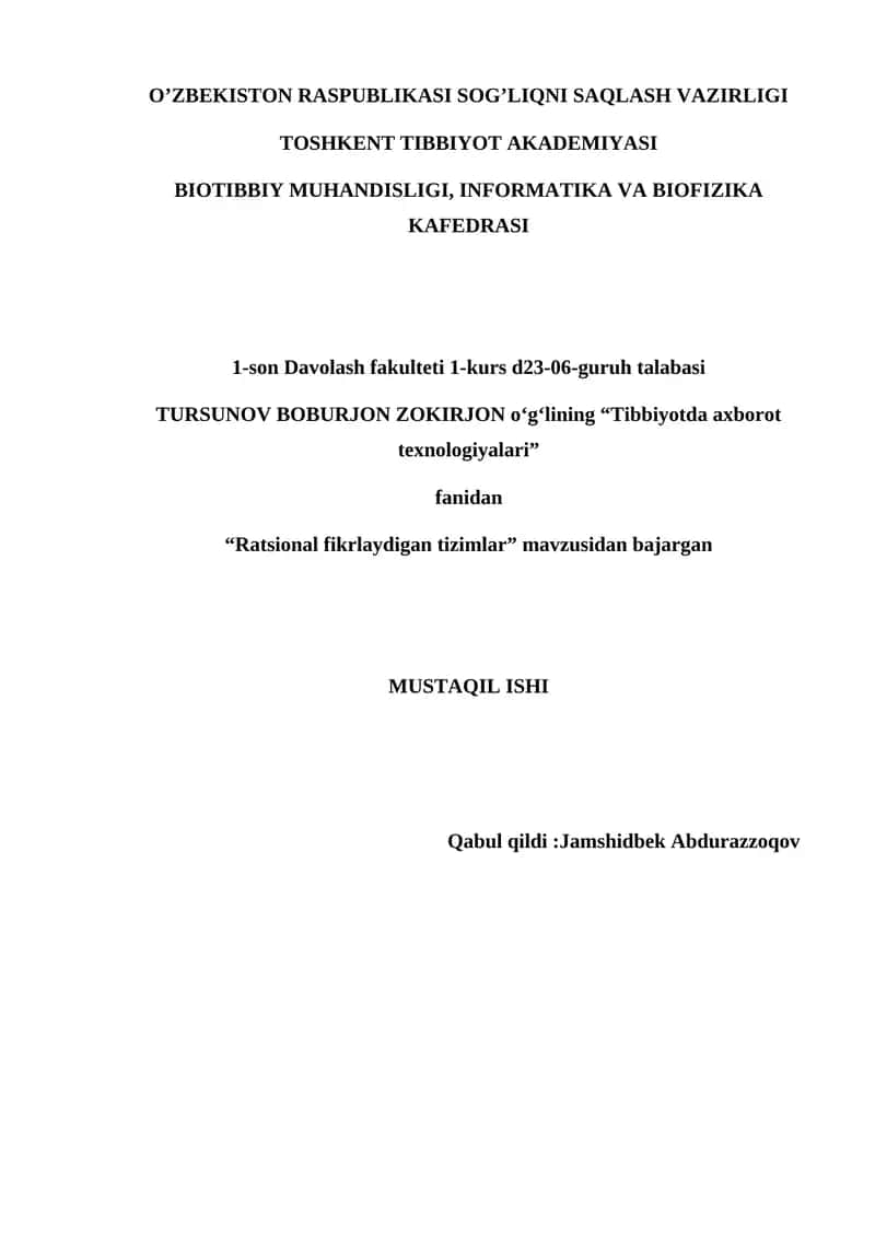 "Ratsional fikrlaydigan tizimlar"