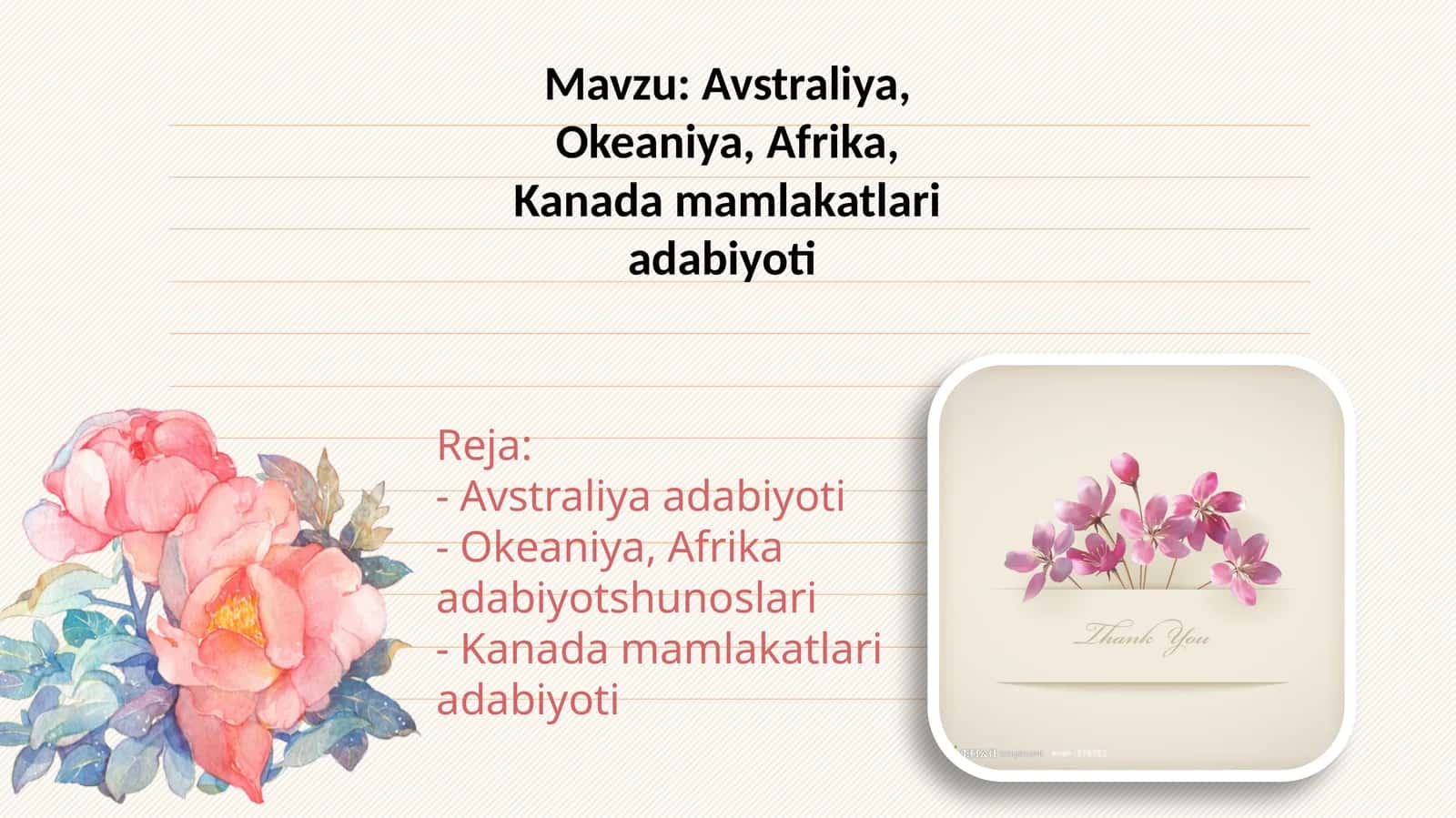 Avstraliya, Okeaniya, Afrika, Kanada mamlakatlari adabiyoti
