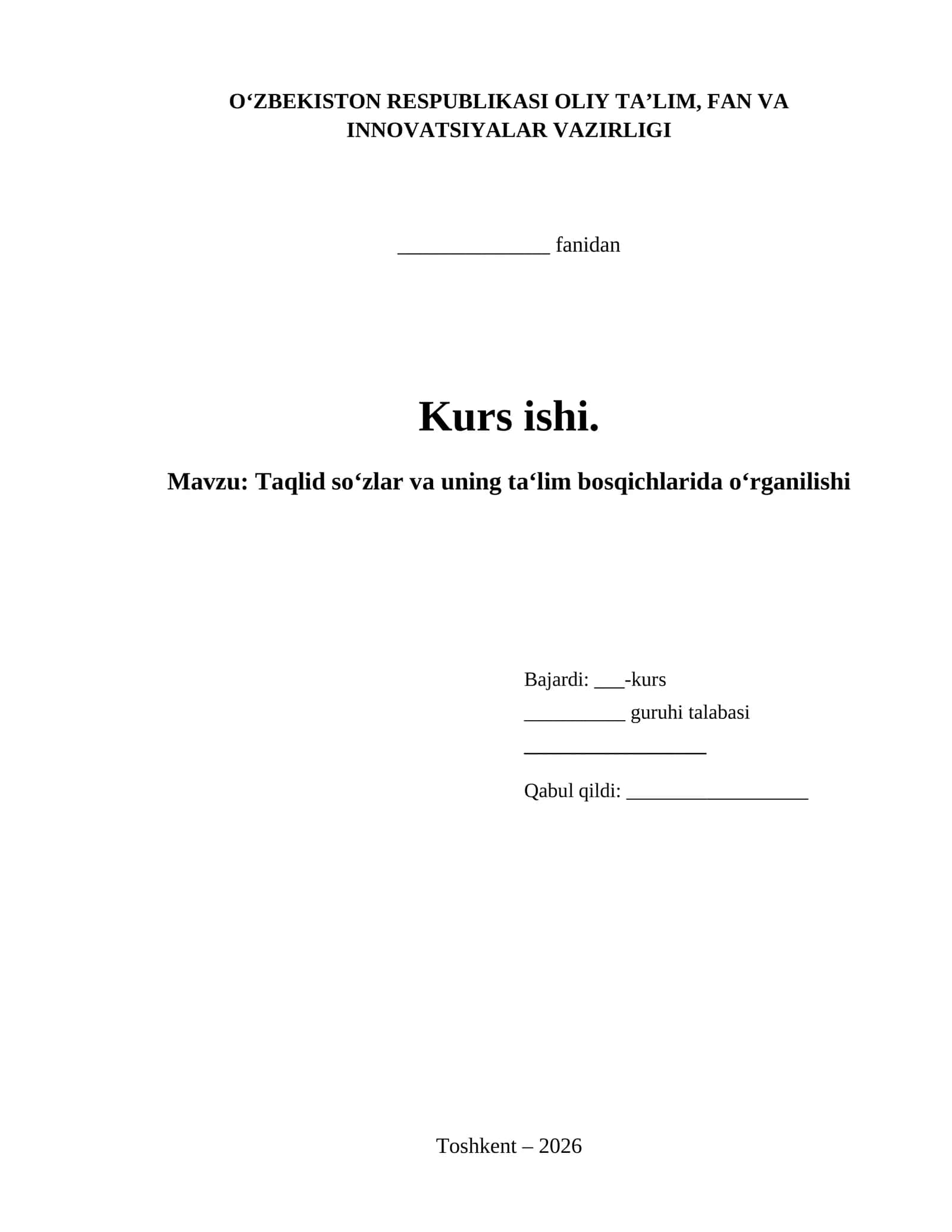 Taqlid so‘zlar va uning ta‘lim bosqichlarida o‘rganilishi