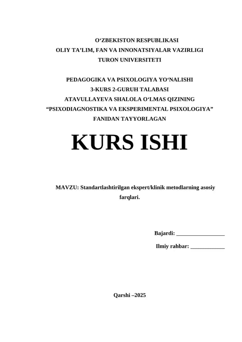 Psixodiagnostika va eksperimental psixologiya