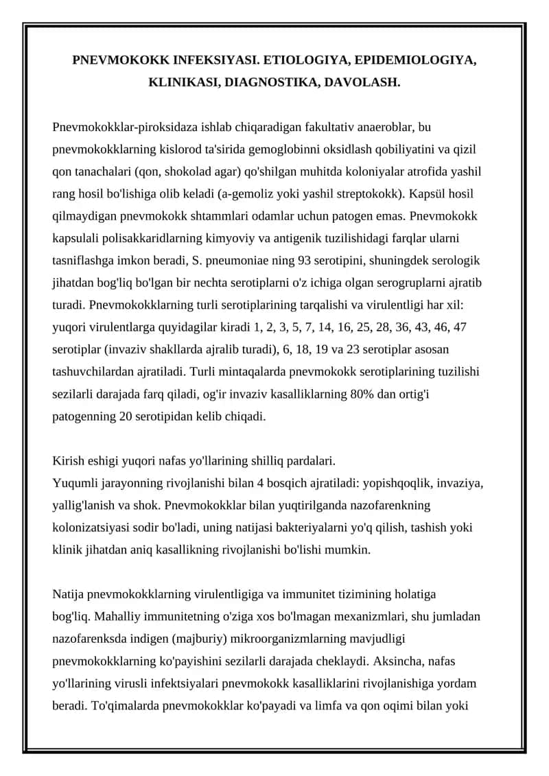 PNEVMOKOKK INFEKSIYASI