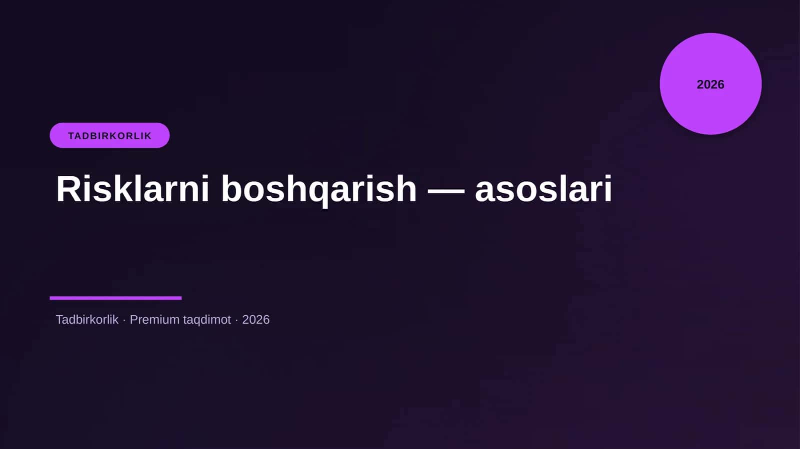 Risklarni boshqarish — asoslari