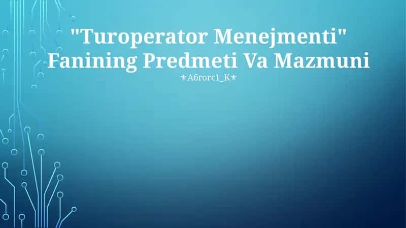 Turoperator Menejmenti