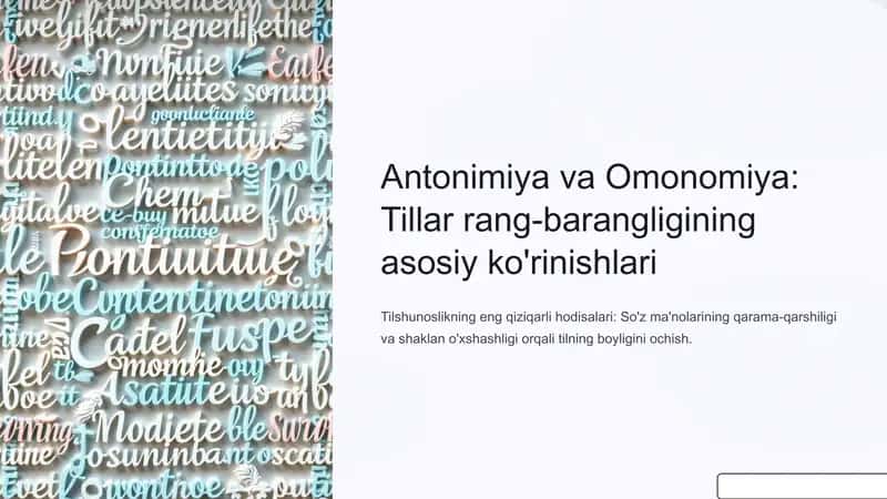 Antonomiya va Omonomiya: Tillar rang-barangligining asosiy ko'rinishlari