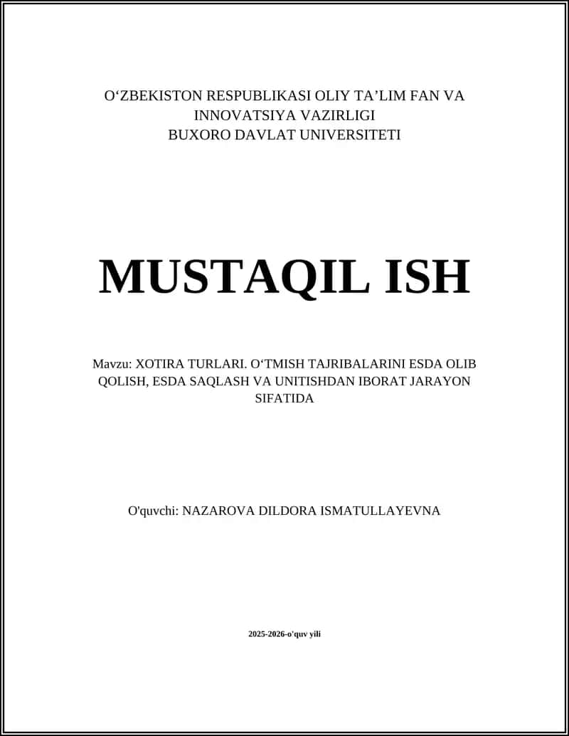 XOTIRA TURLARI