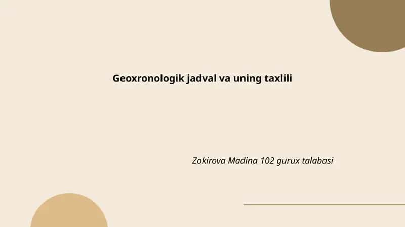 Geoxronologik jadval va uning taxlili