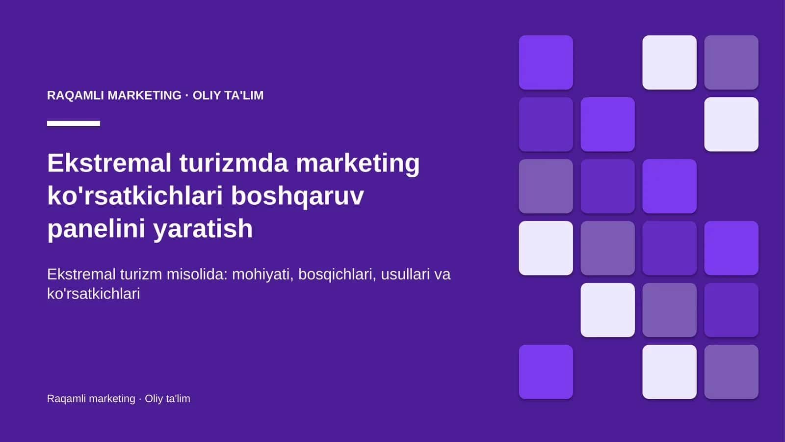 ekstremal turizmda marketing ko'rsatkichlari boshqaruv panelini yaratish 1264