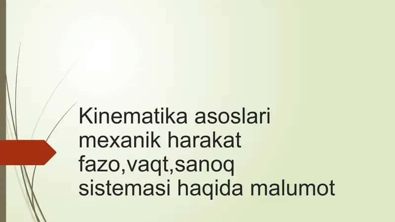 Kinematika asoslari