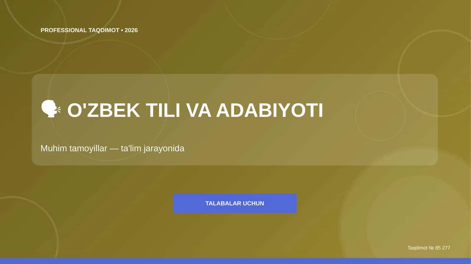 O'zbek tili va adabiyoti: muhim tamoyillar