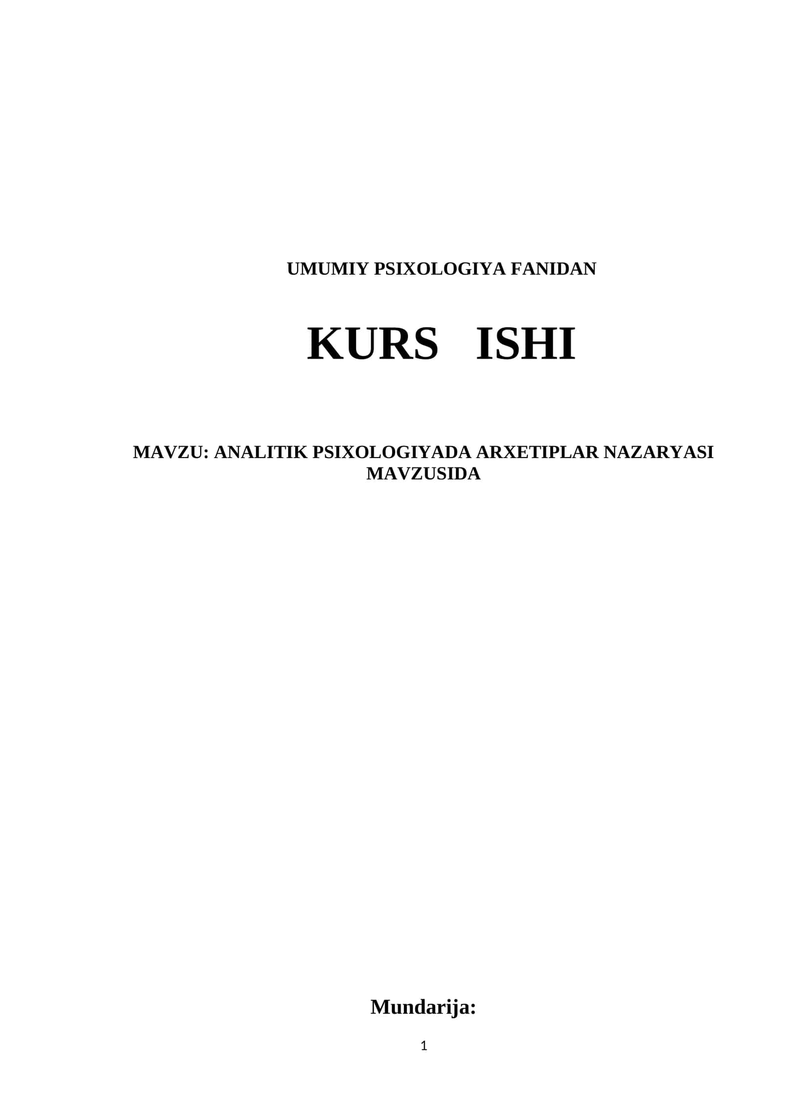 ANALITIK PSIXOLOGIYADA ARXETIPLAR NAZARYASI