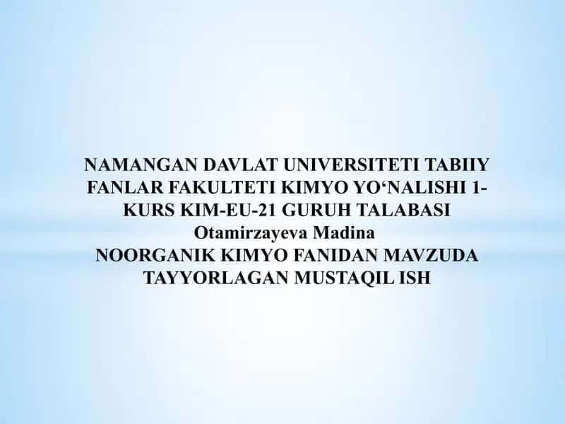 NITRID GIDROZIN GIDROKSILAMIN AZIT KISLOTASI