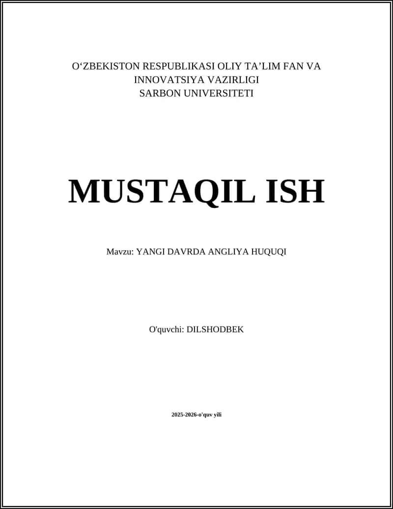 Yangi davrda Angliya huquqi