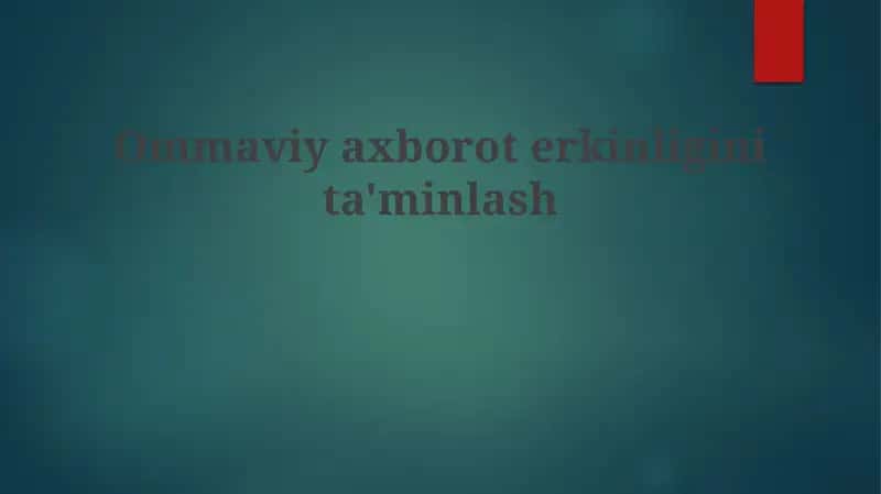 Ommaviy axborot erkini taminlash