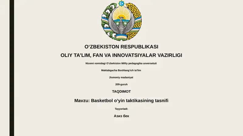 Basketbol oʻyin taktikasining tasnifi