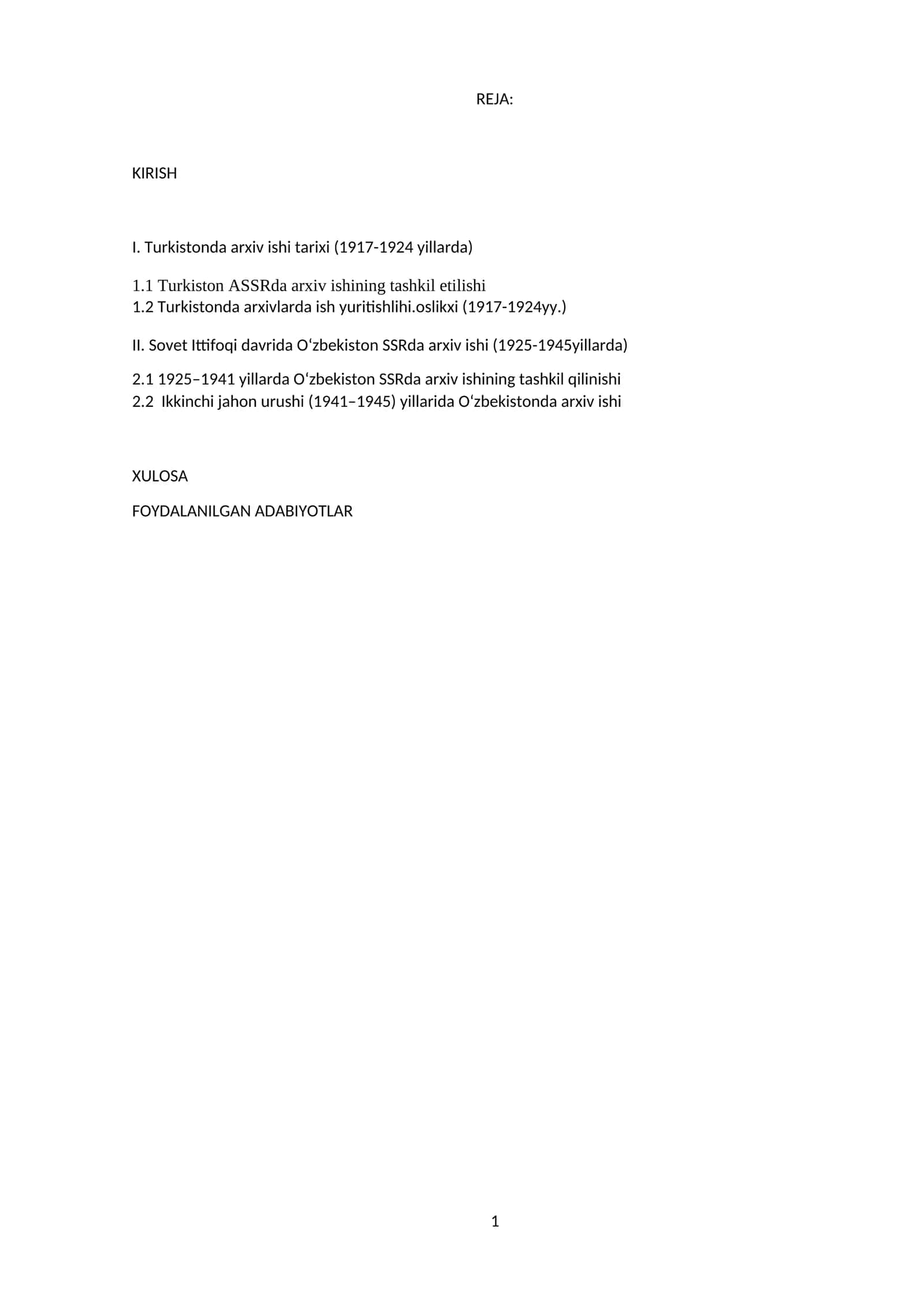 Turkistonda Arxiv Ishi Tarixi