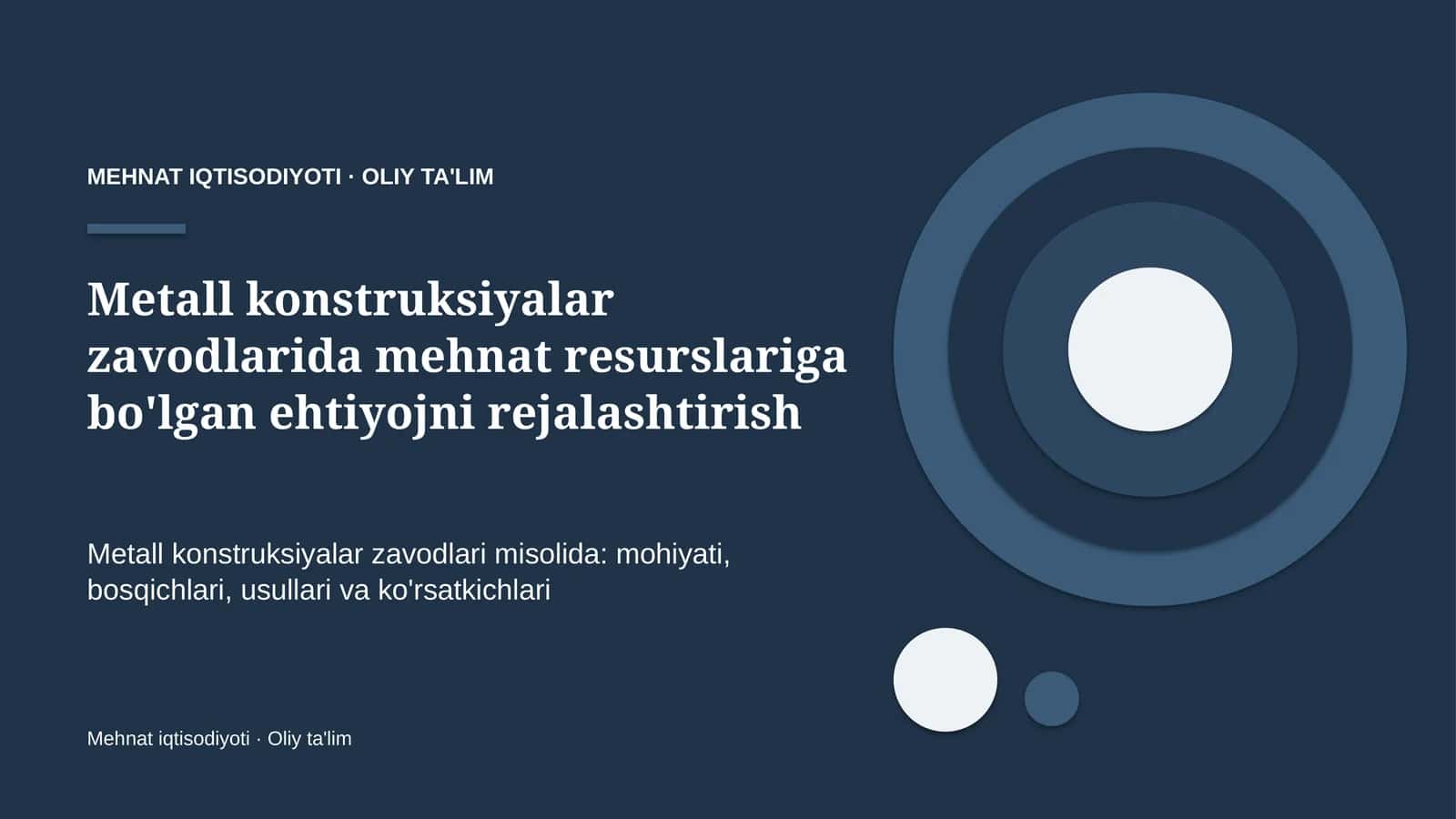 metall konstruksiyalar zavodlarida mehnat resurslariga bo'lgan ehtiyojni rejalashtirish 4178