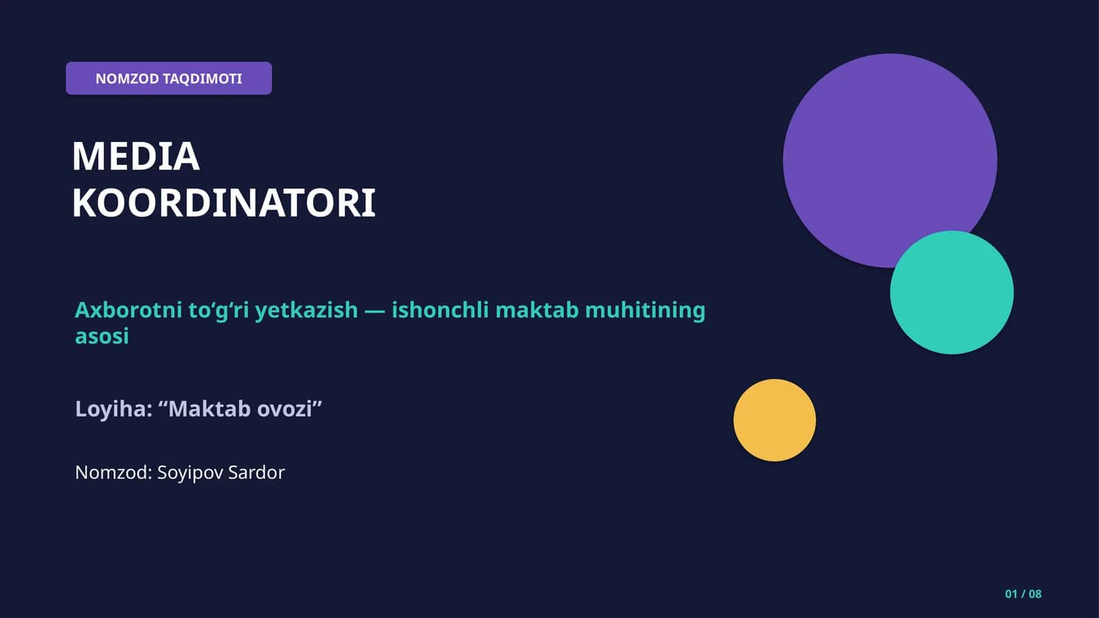 NOMZOD TAQDIMOTI MEDIA KOORDINATORI