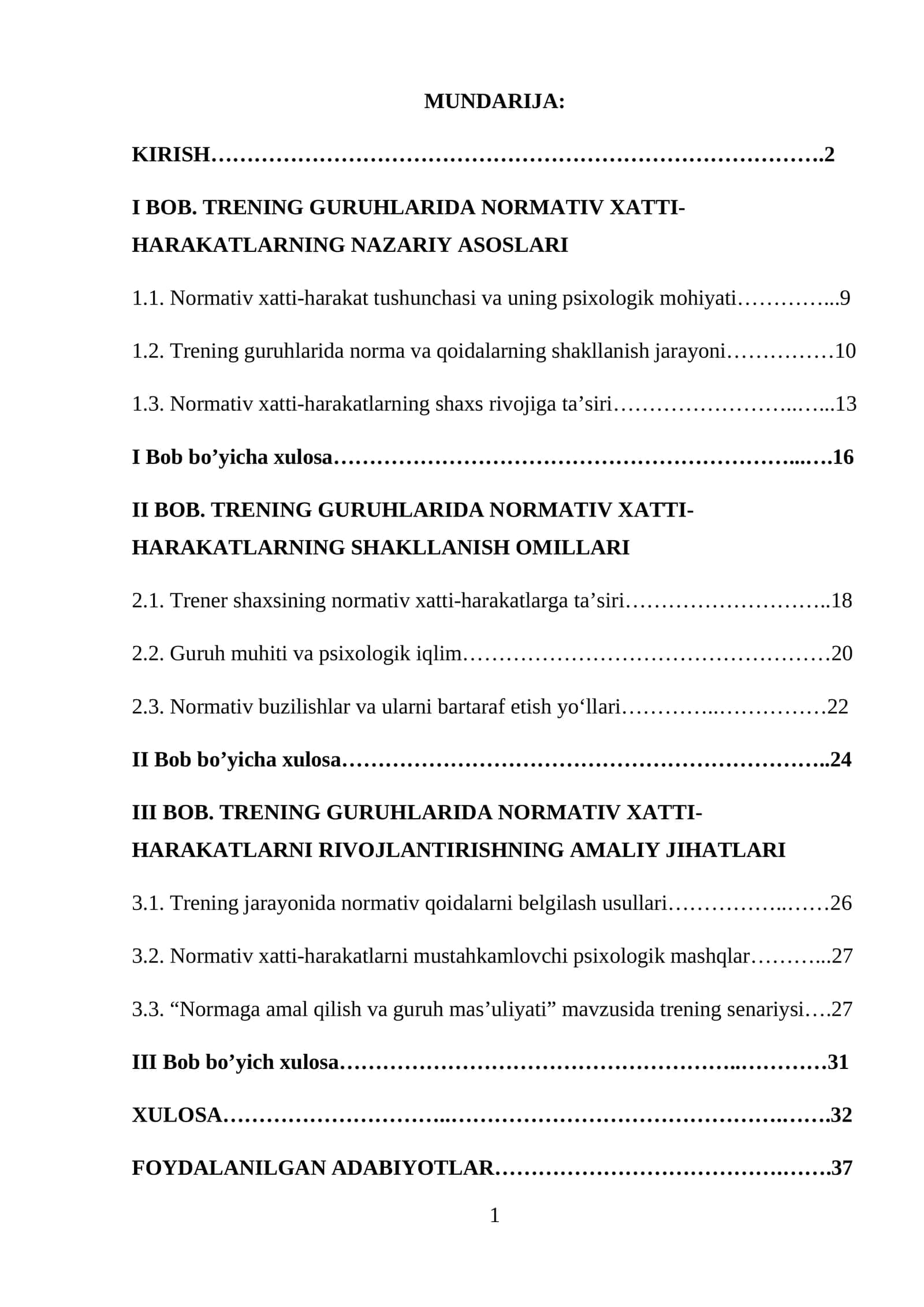 Trening guruhlariida normativ xatti-harakatlar