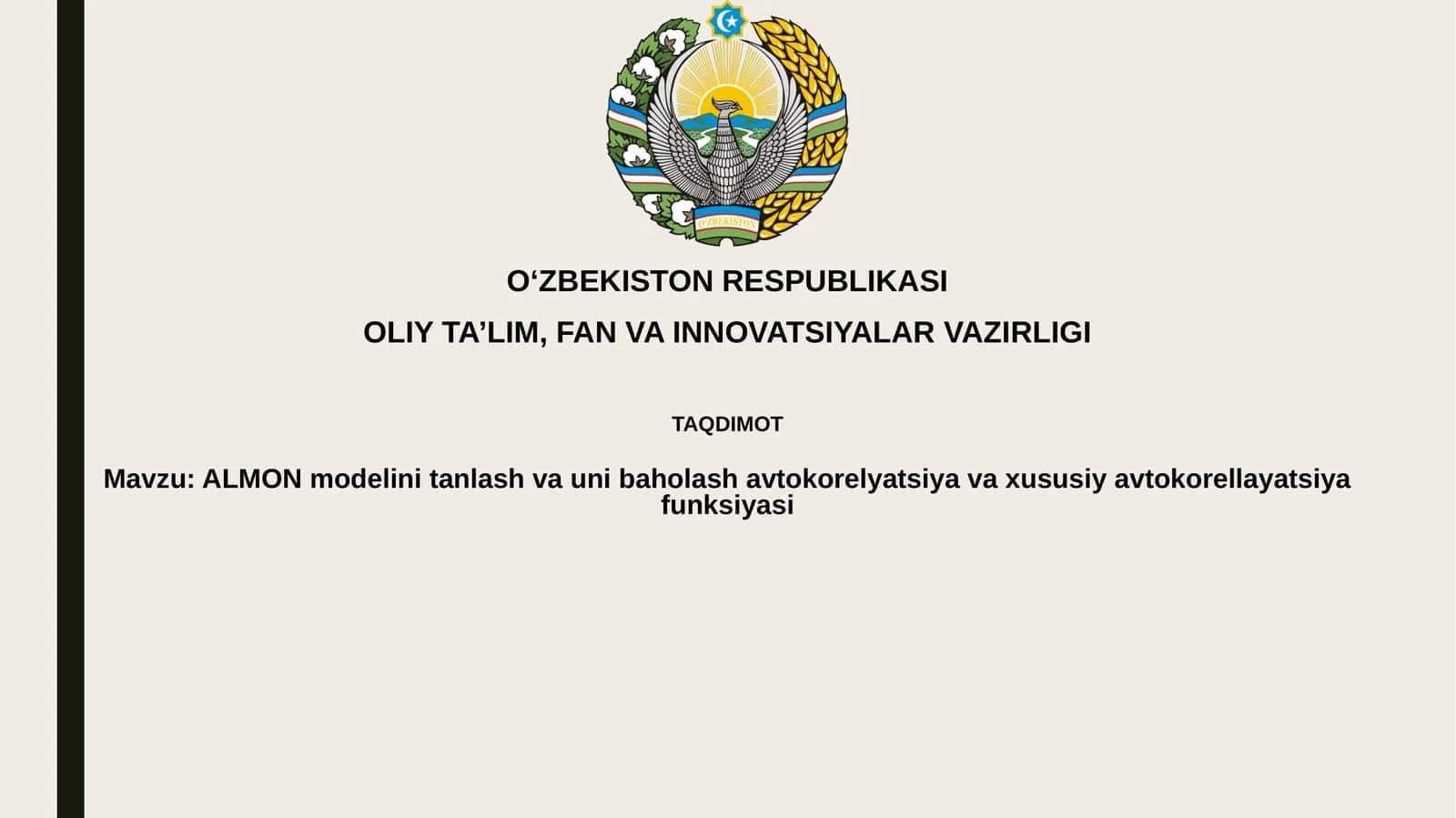 ALMON modelini tanlash va unibaholash