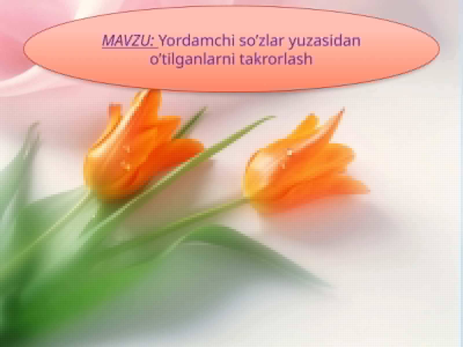 8-sinf Ona tili dars ishlanma. Yordamchi so'zlar yuzasidan o'tilganlarni takrorlash