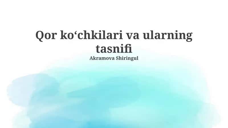 Qor ko‘chkilari va ularning tasnifi