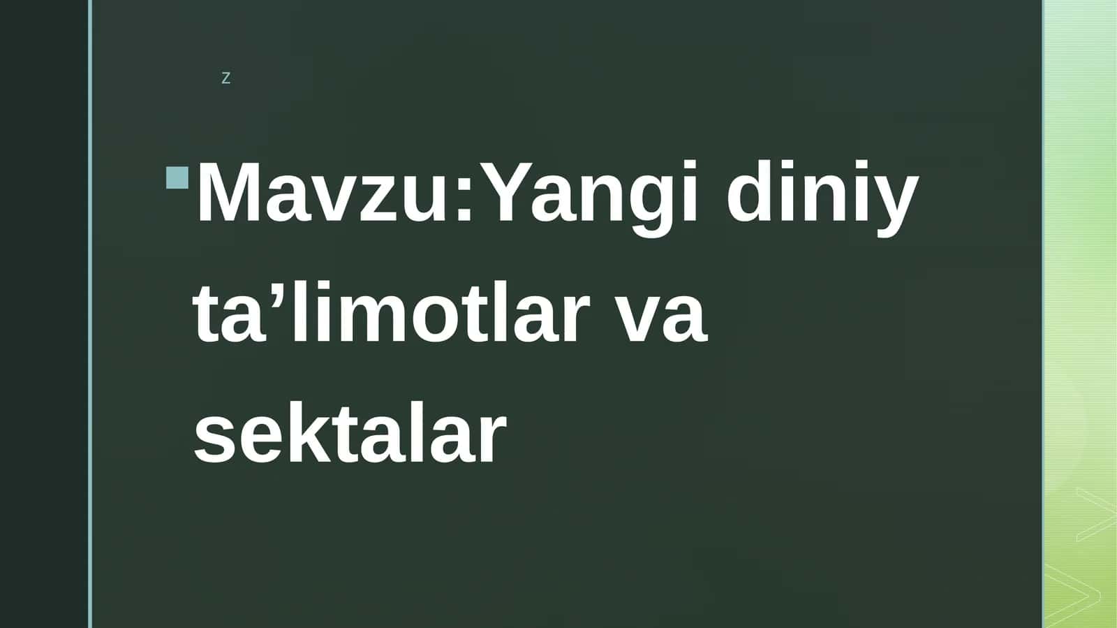 Yangidiniyta’limotlarvasektalar
