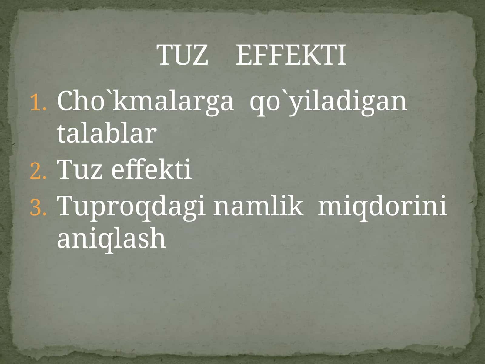Cho`kmalarga qo`yiladigan talablar