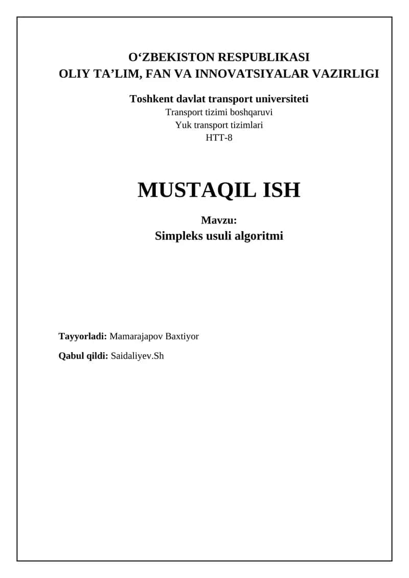 Simpleks usuli algoritmi