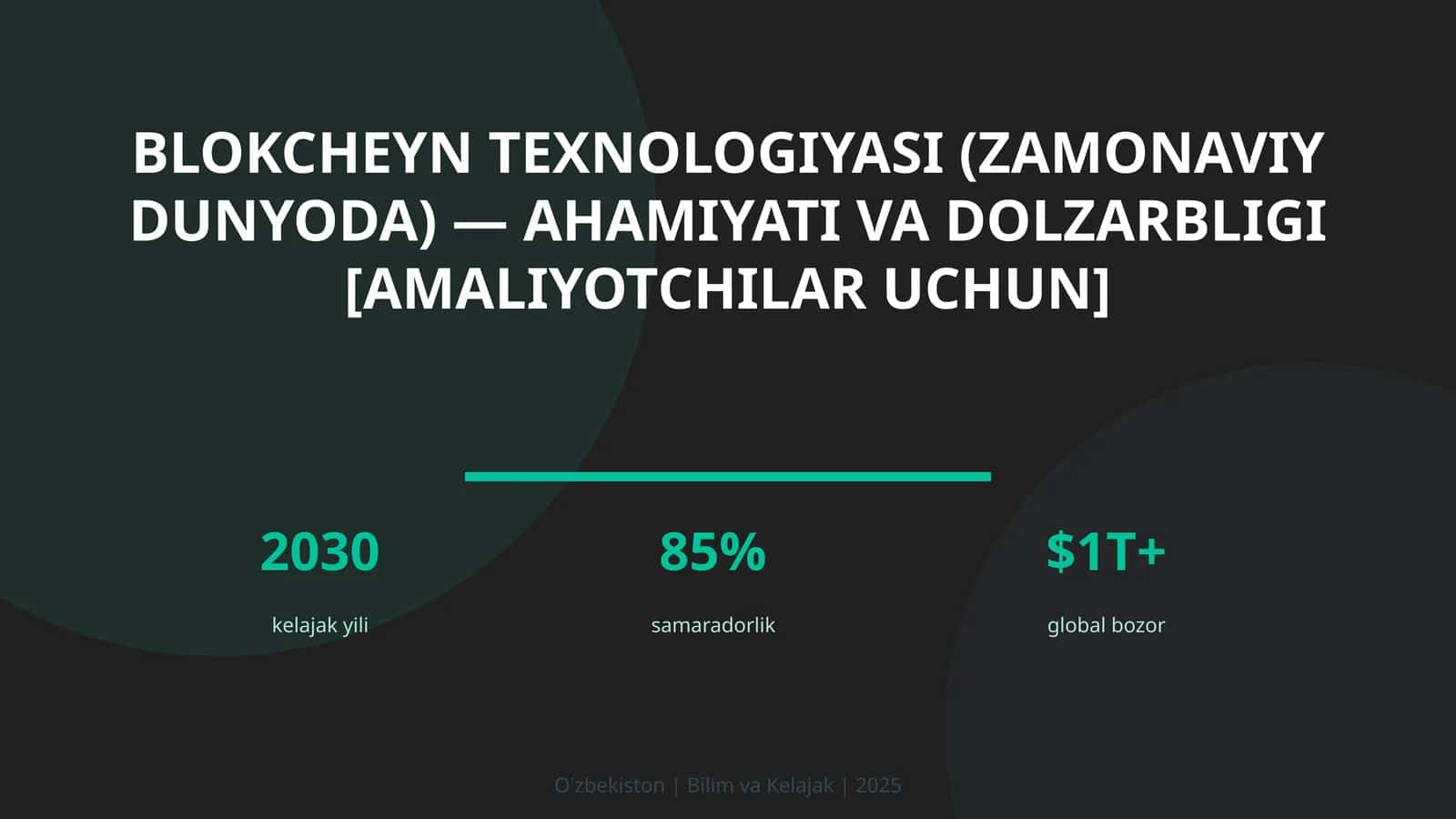 Blokcheyn Texnologiyasi (Zamonaviy Dunyoda) — Ahamiyati va Dolzarbligi [Amaliyotchilar Uchun]