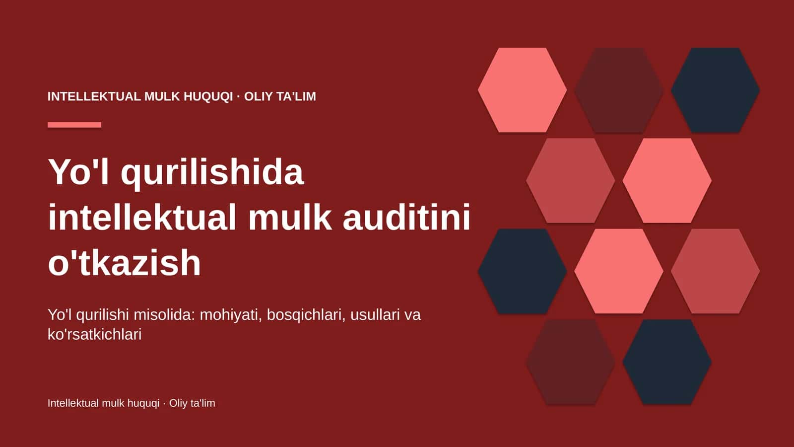 Yo'l qurilishida intellektual mulk auditini o'tkazish