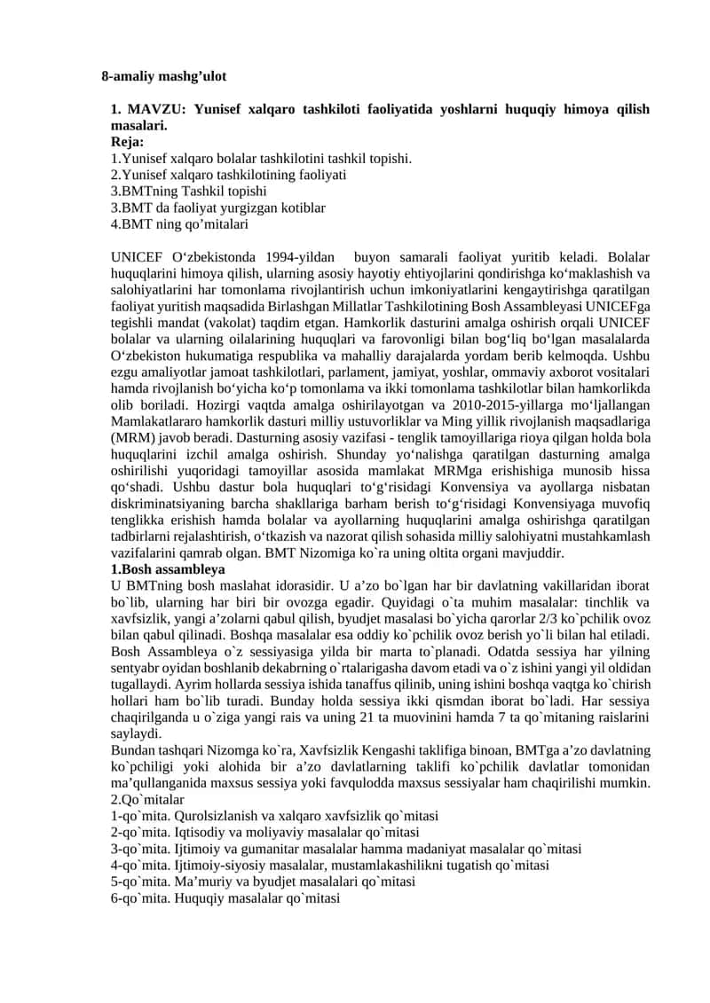 UNICEF xalqaro bolalar tashkiloti