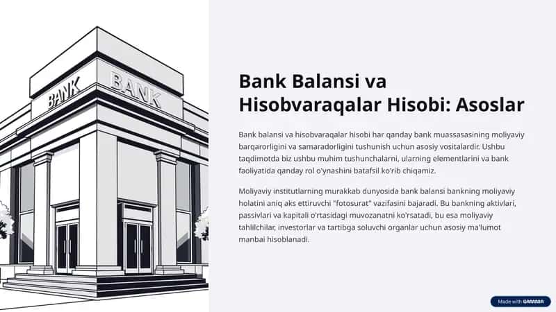 Bank Balansi va Hisobvaraqalar Hisobi: Asoslar