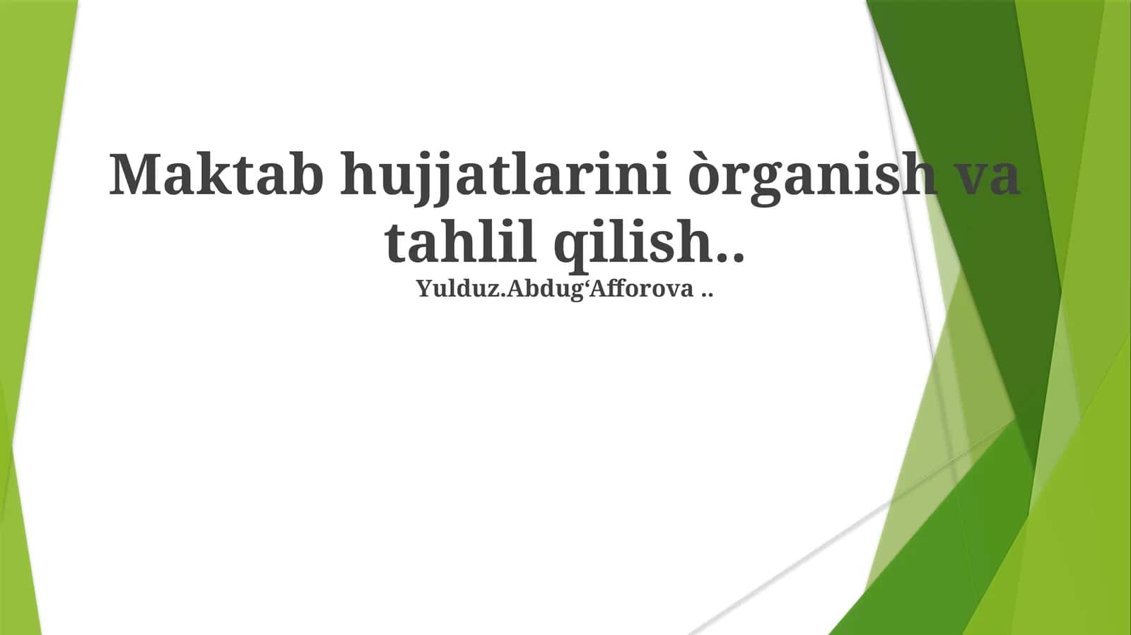 Hujjatlarni Olish va Tayyorlash