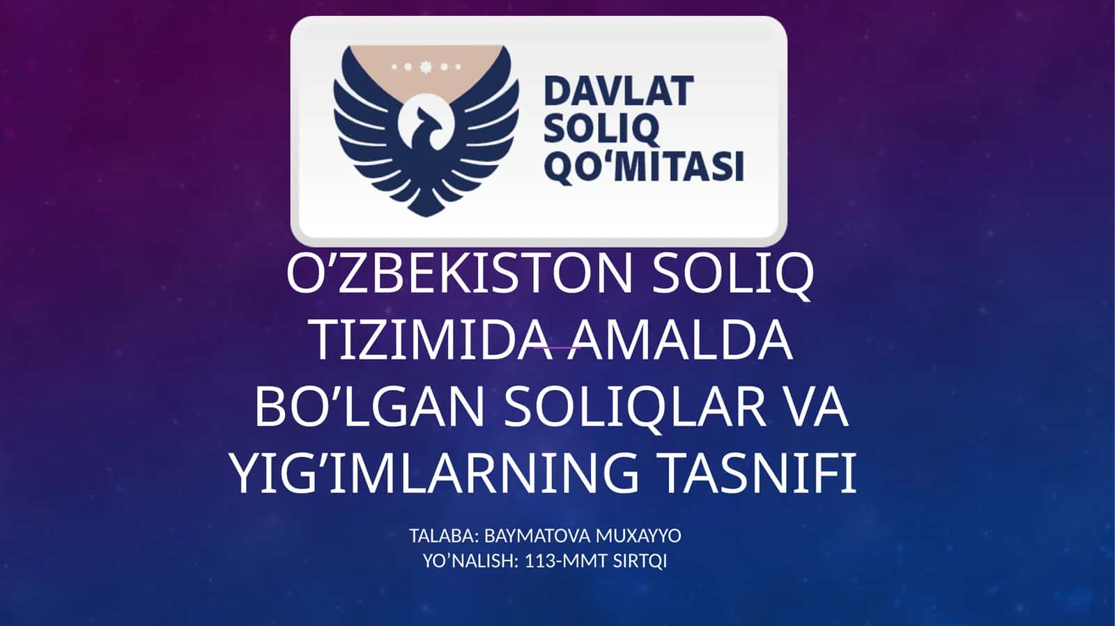 Soliqlar va yig'imlar turlari