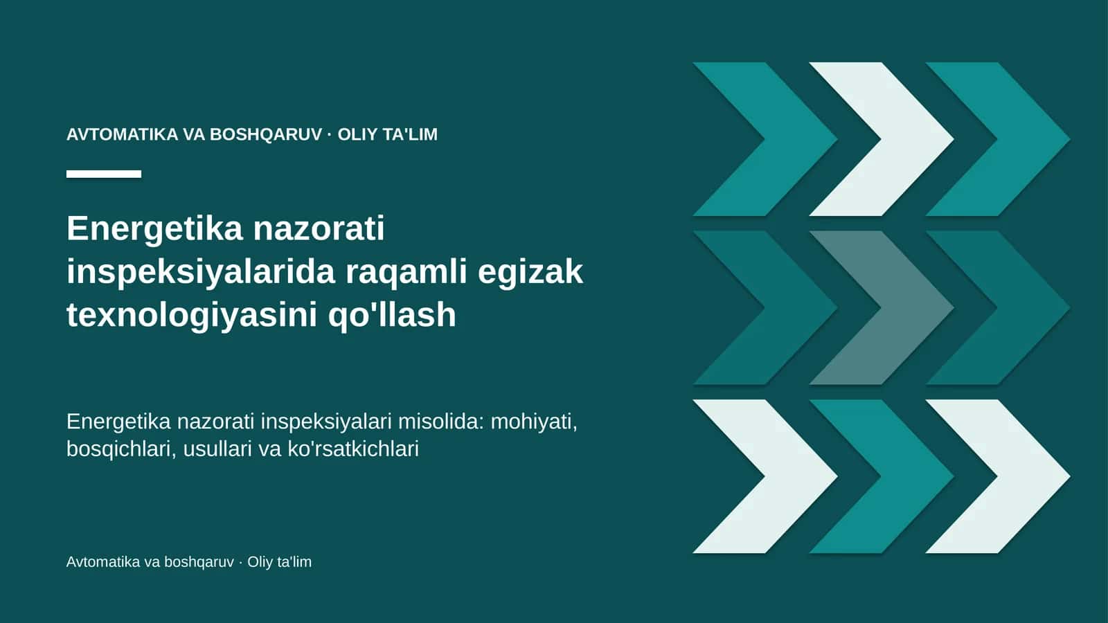 Energetika nazorati inspeksiyalarida raqamli egizak texnologiyasini qo'llash
