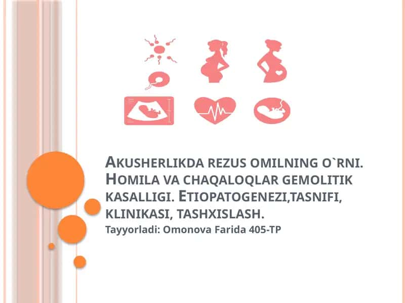Akusherlikda rezus omilning o`rni