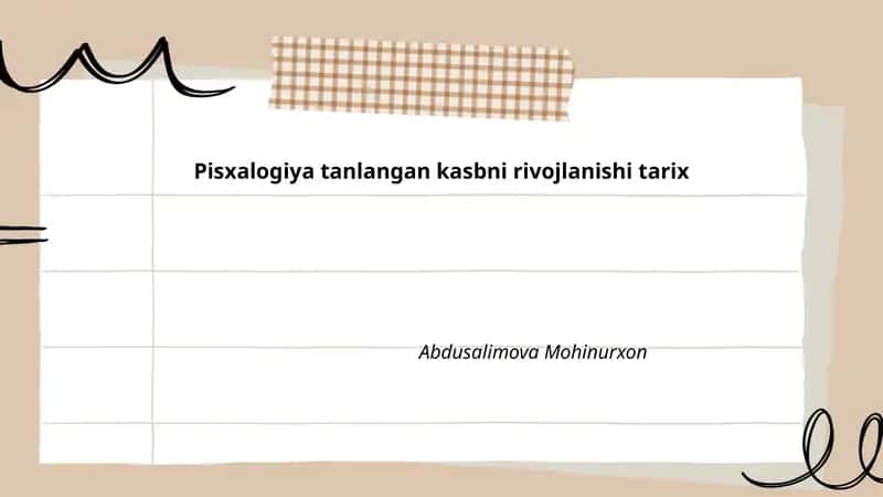 Kasb tanlash psixologiyasi tarixiy nazariyalar