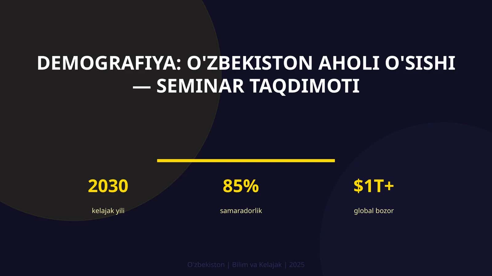 DEMOGRAFIYA: O'ZBEKISTON AHOLI O'SISHI — SEMINAR TAQDIMOTI