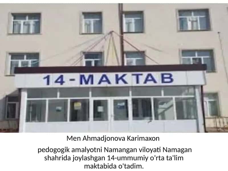Ingliz tili fanidan pedagogik amaliyot